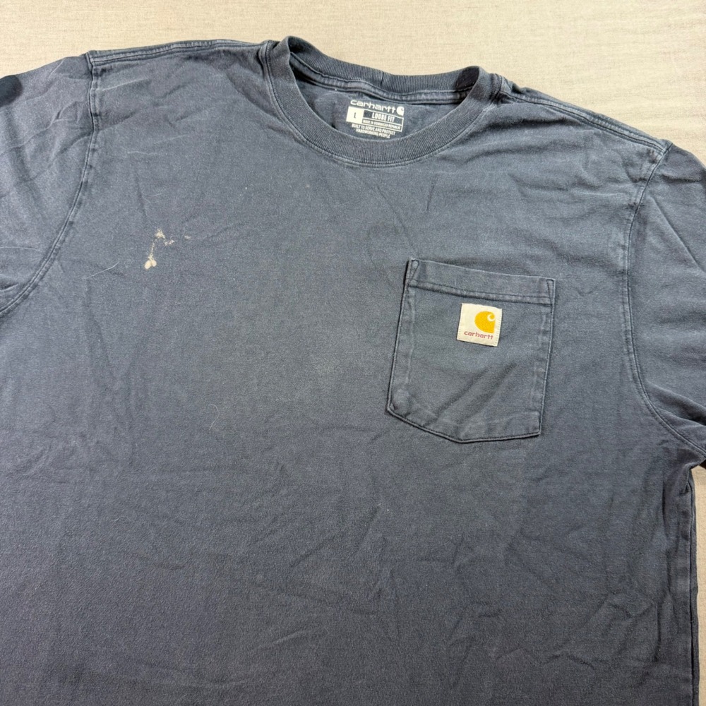 Carhartt K87 Pocket T-Shirt Mens L Navy Blue Good Loose‎ Fit Heavyweight Cotton